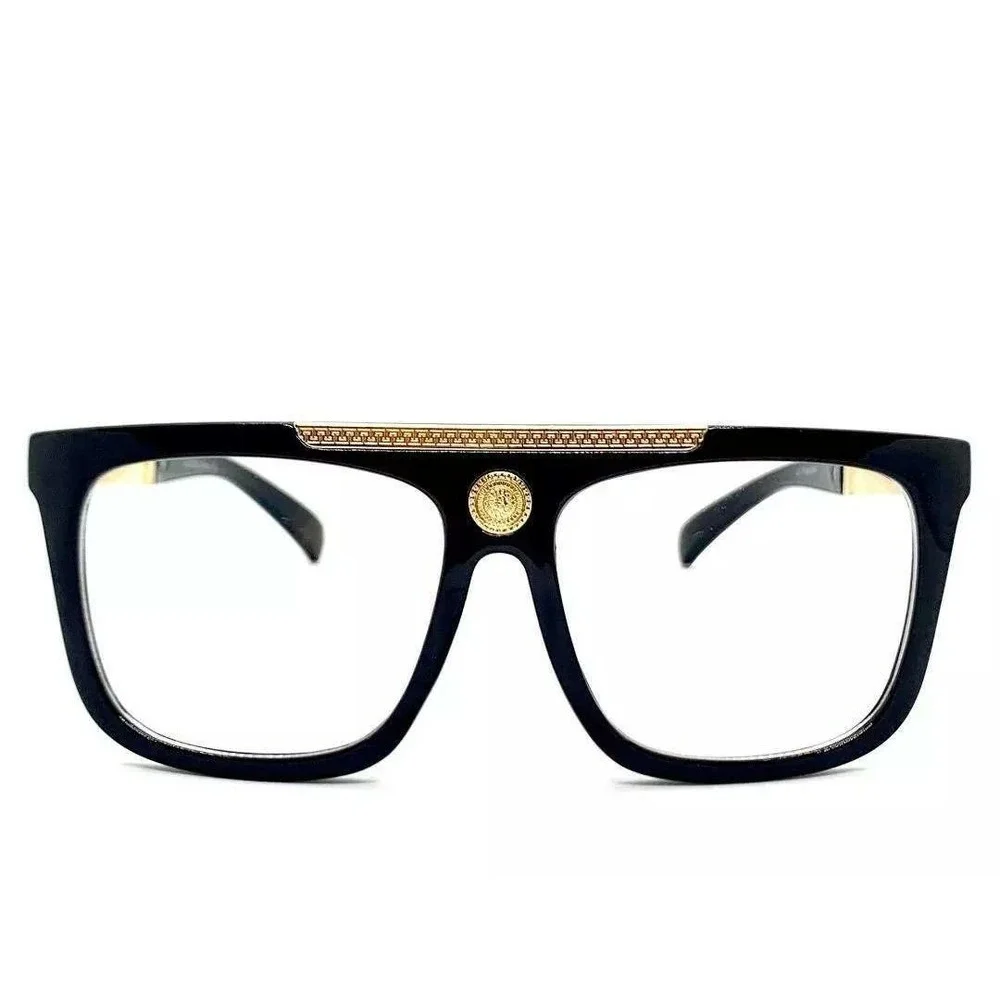 Men's CLASSIC RETRO HIP HOP Hardcore‎ RAPPER SUN GLASSES Clear Lens Gold Frame